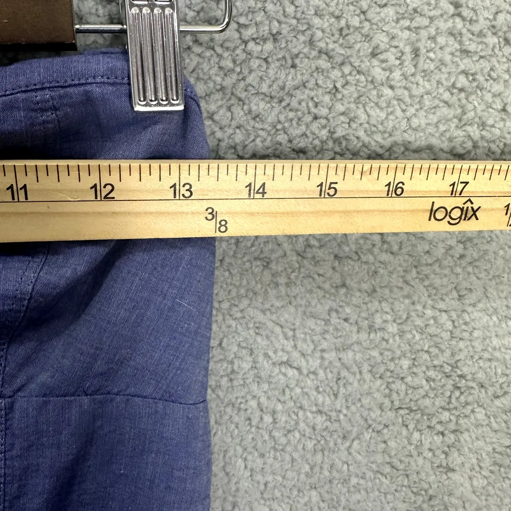 American Eagle Mini Dress Women 10 Blue Chambray Crochet Eyelet Pockets Y2K Boho - Image 5