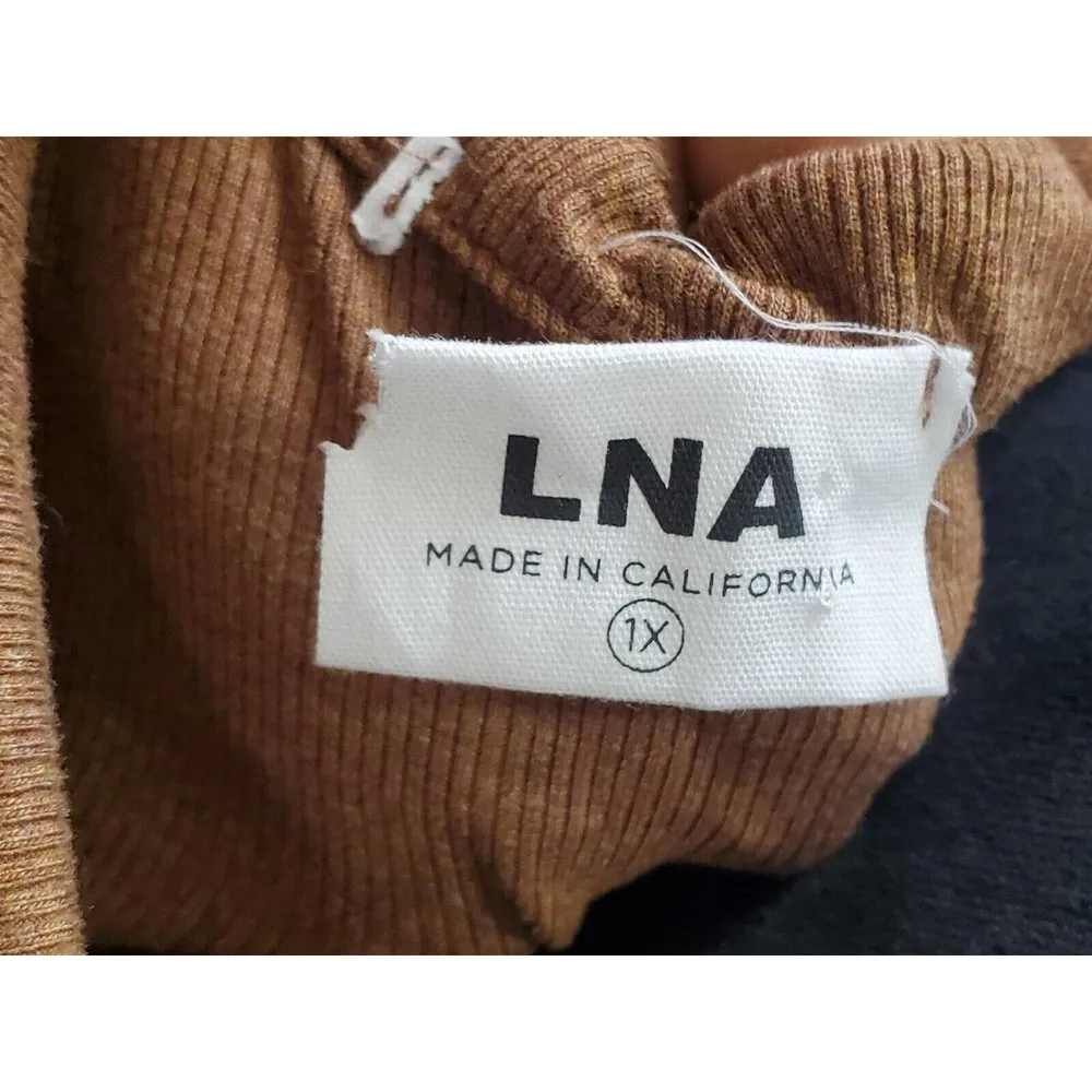LNA Women's Brown Rayon Backless Long Sleeve Pullover Knit Sweater Size 1X - Image 7
