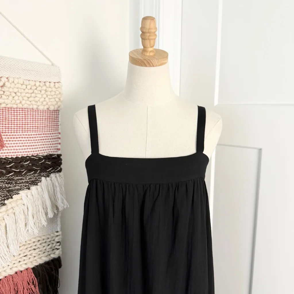 Jenni Kayne Summer Dress Square Neckline Tiered Linen Blend Black Sz S - Image 3