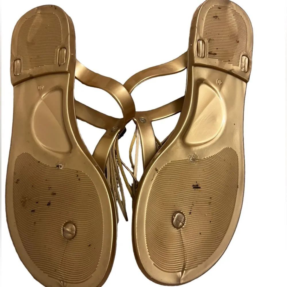 Savi Helena Gold Jelly Tassel Sandals Beach Resort Vacation Size 40 (Euro) 9 US - Image 4