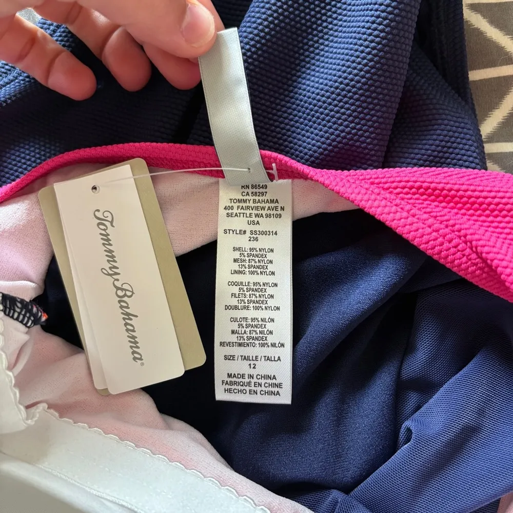 NWT Tommy Bahama Island Cays Colorblock Wrap One Piece Swimsuit Passion Pink 12 - Image 11