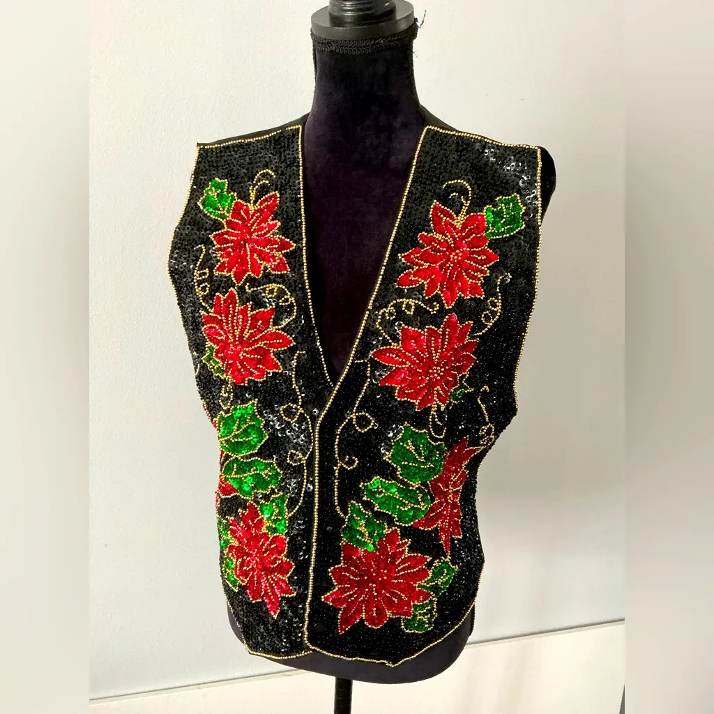 Beautiful sequined holiday vest 🎄🎄 Red Size L - Image 3