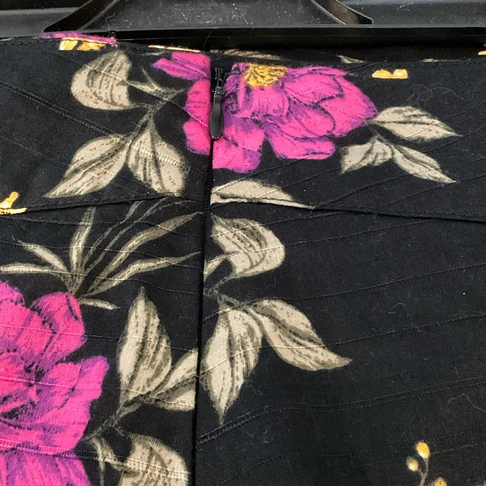 Floral black skirt with purple and gold flowers. 24” waist. 28.5” length Size 26 - Image 5