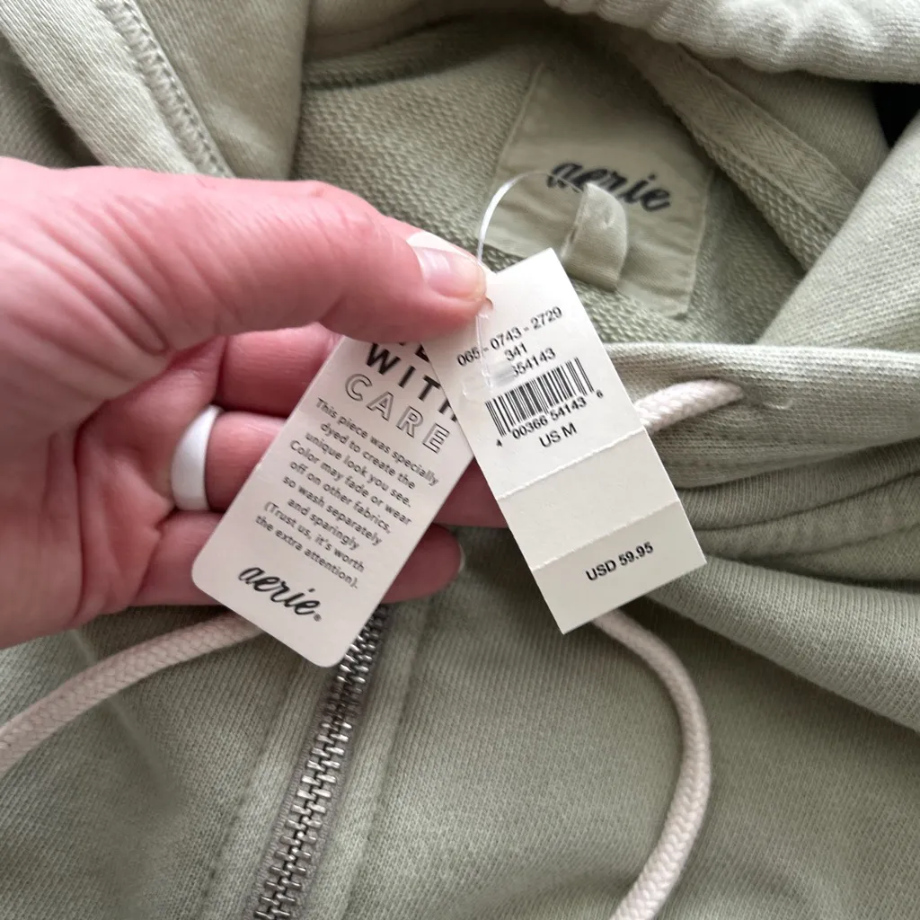 NEW Aerie Cropped Full Zip Light Mint Green Hoodie Women’s Size Medium NWT - Image 6