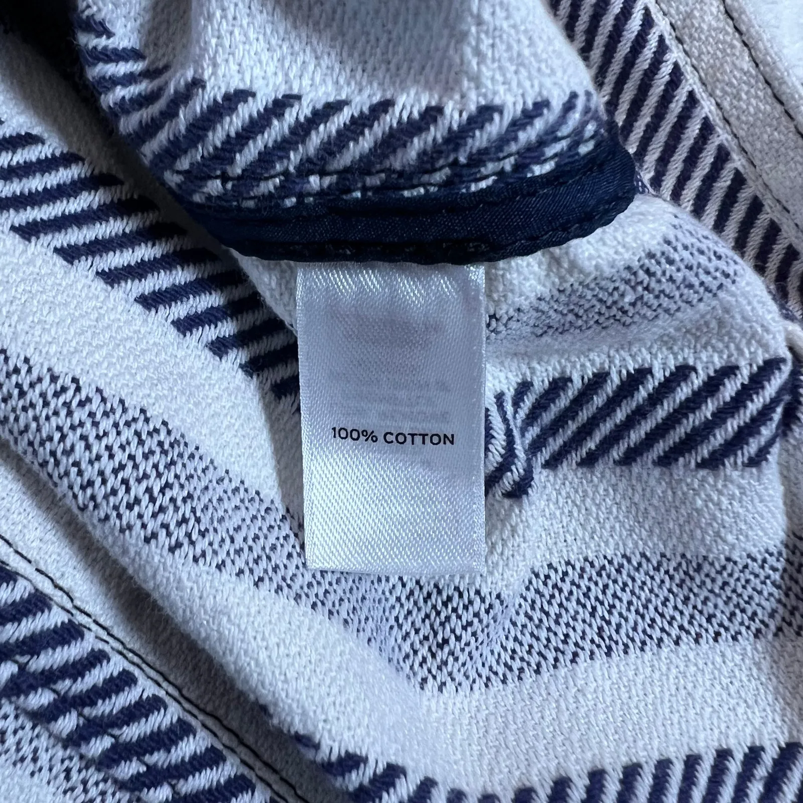 Hinge Stripe Cropped Soft Fabric Denim Jacket Size Small Coastal Nautical Casual - Image 8