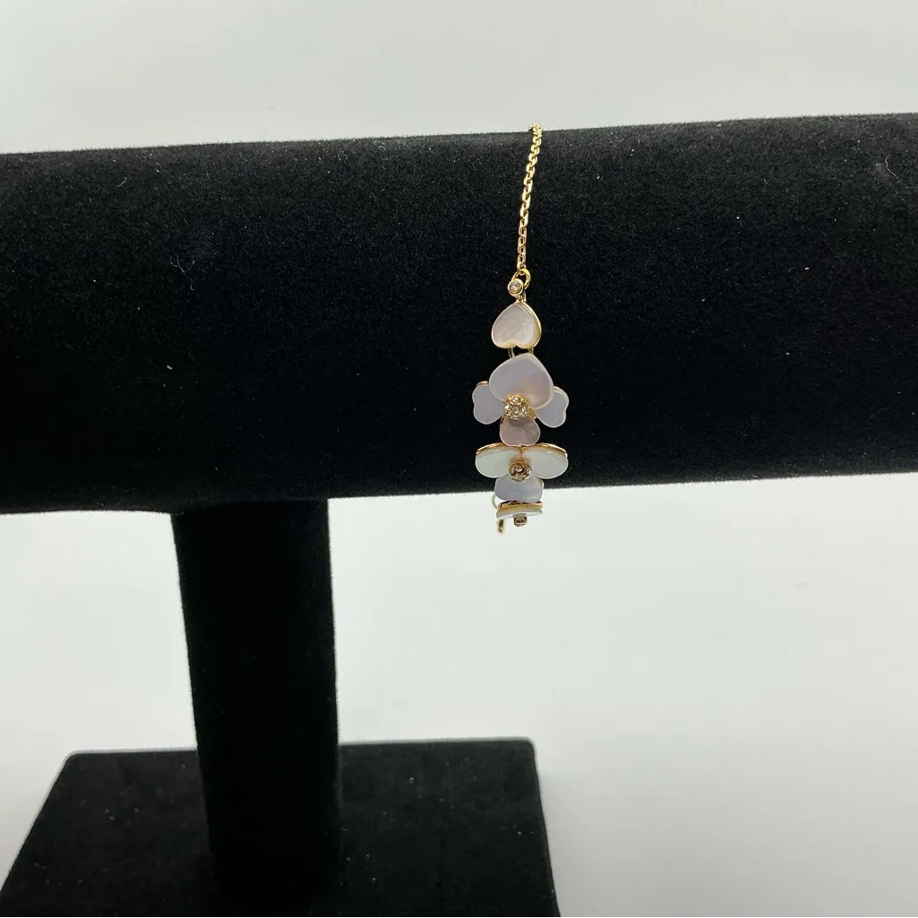 Kate Spade New York Flower Charm Bracelet Mother of Pearl Gold Tone NWT - Image 2