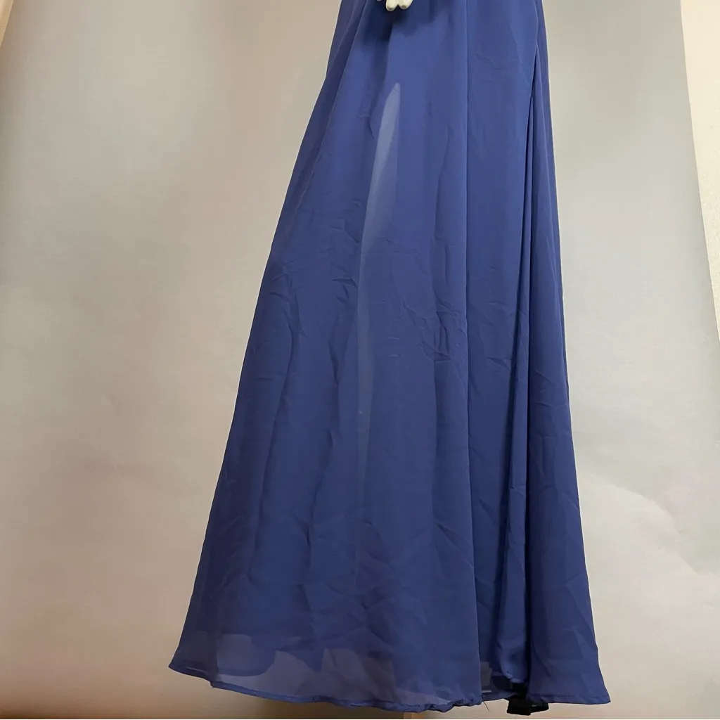 Mori Lee Madeline Gardner Prom‎ Dress Bridesmaid Blue Sweetheart Slit Chiffon 2 - Image 9
