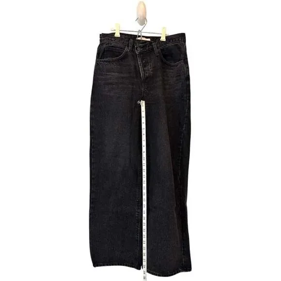 OAK + FORT Crossfront Crossover Straight Leg Jean in Washed Black, Size 27, EUC Black - Image 5