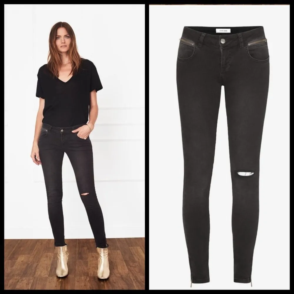 💕ANINE BING💕 CROPPED JEAN WITH ZIPPERS CHARCOAL - Image 4