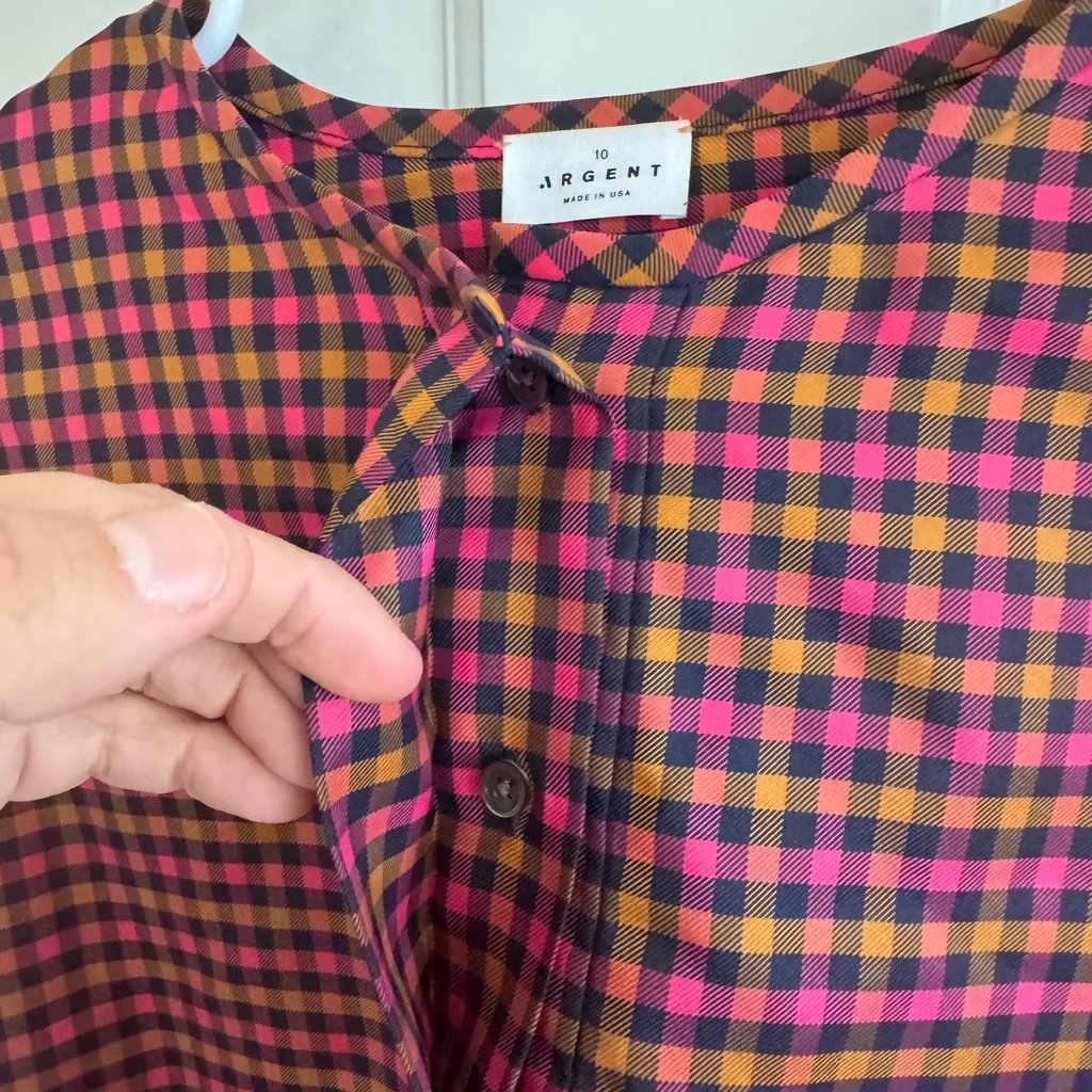 Argent gingham plaid blouse size 10 Pink - Image 2