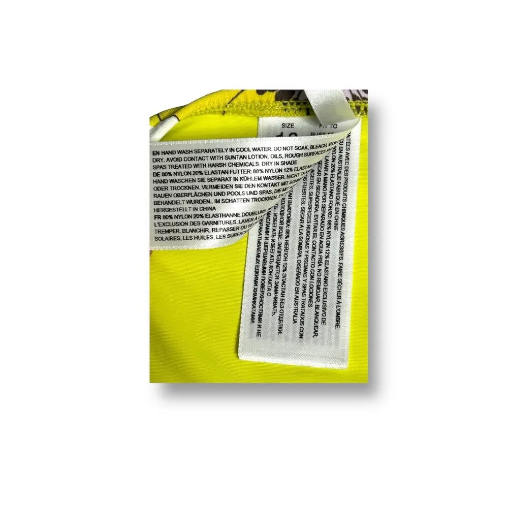 Seafolly US 6 Summer of Love Hipster Bikini Bottom Yellow Floral Swim Wild Lime - Image 10