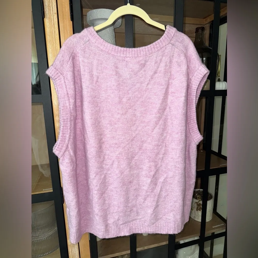 H&M  sweater vest lavender knit sleeveless wool pastel oversized vneck - Image 4