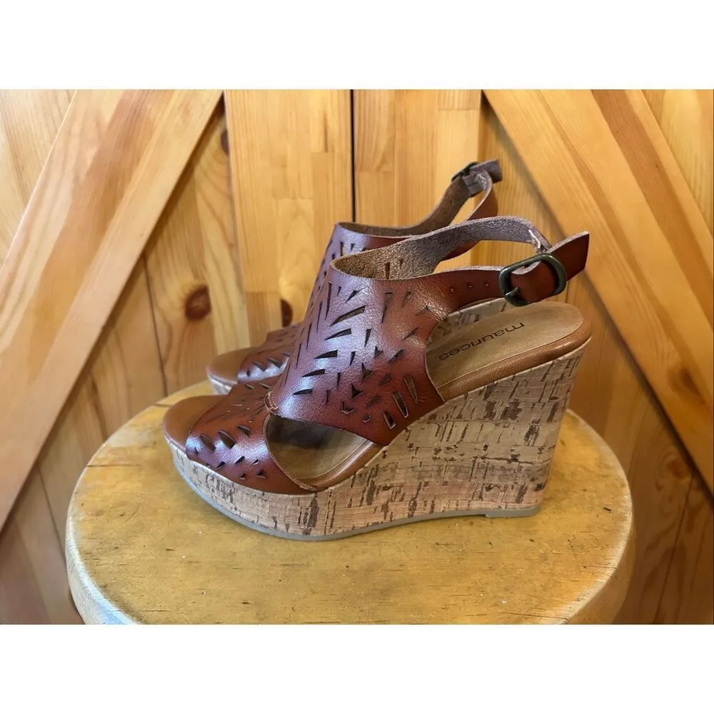 Maurices Women's Shoes Sz 6M Wedge Heel Brown Open Toe Business Casual - Image 3