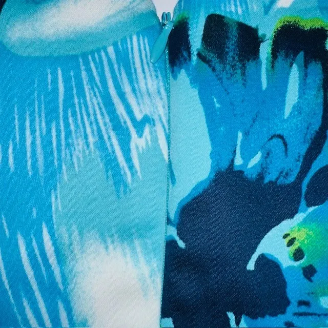 American Living Floral Sheath Dress‎ Sleeveless V-Neck Aqua Blue Party Size 14 - Image 9