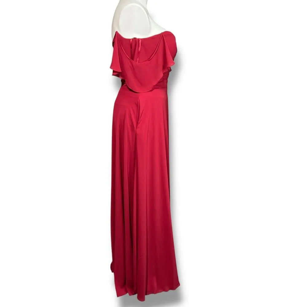 Morilee Madeline Gardner Formal Maxi Dress Sweetheart Flutter Sleeve Bridesmaid Red Size 18 - Image 3