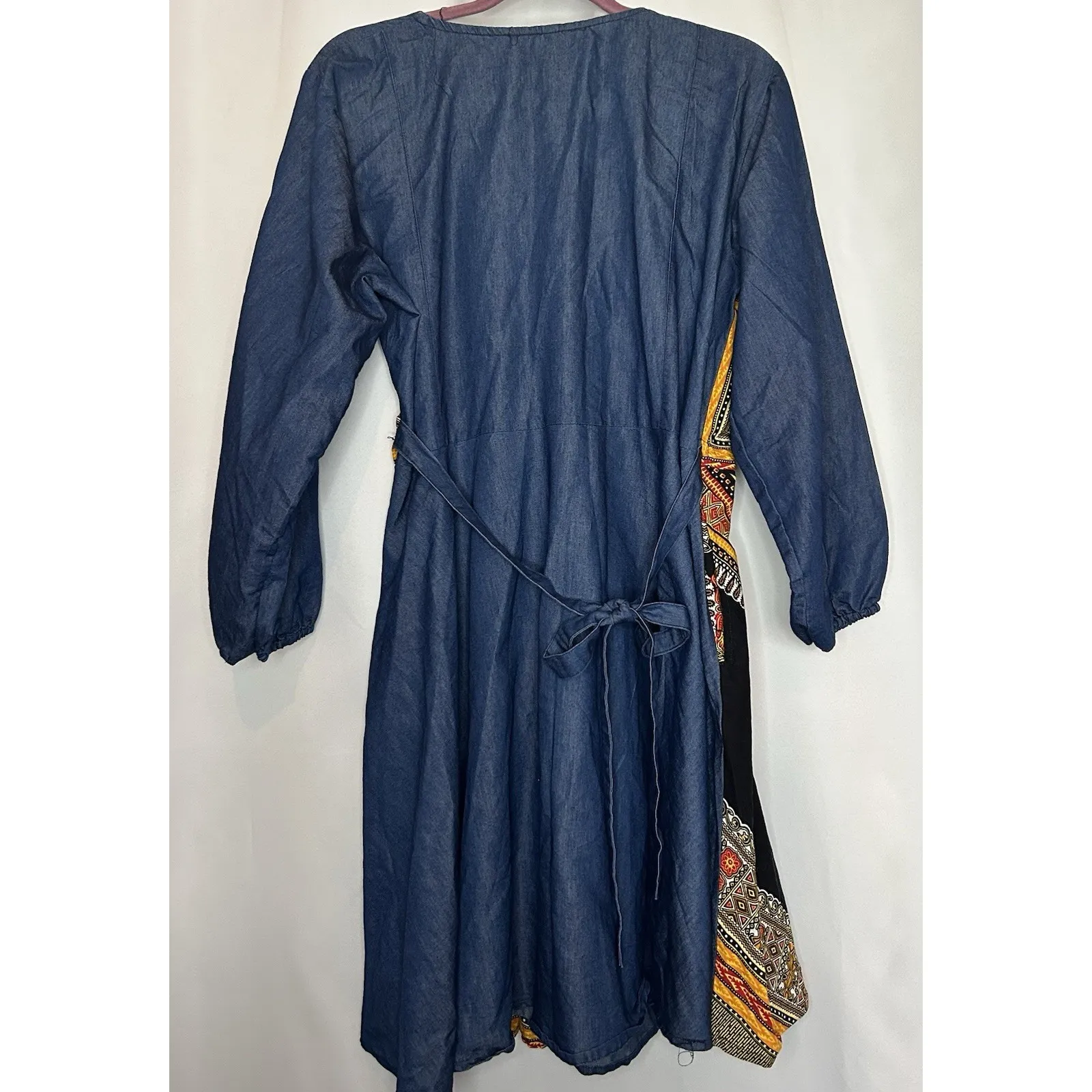 Look At Me Women's Wrap Dress‎ One Size V Neck Long Sleeve Colorful Cotton - Image 4