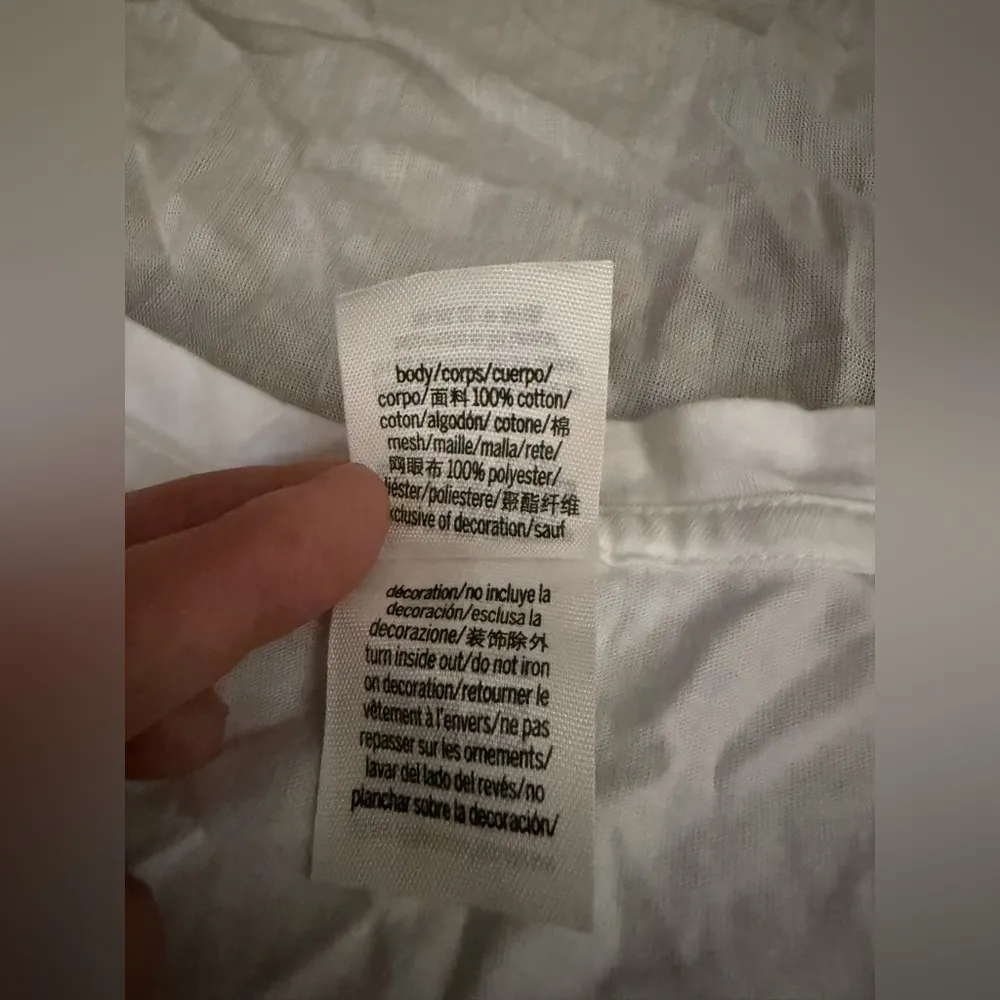 PINK Victoria's Secret White Crop Top with Black Mesh Sleeves - Image 7