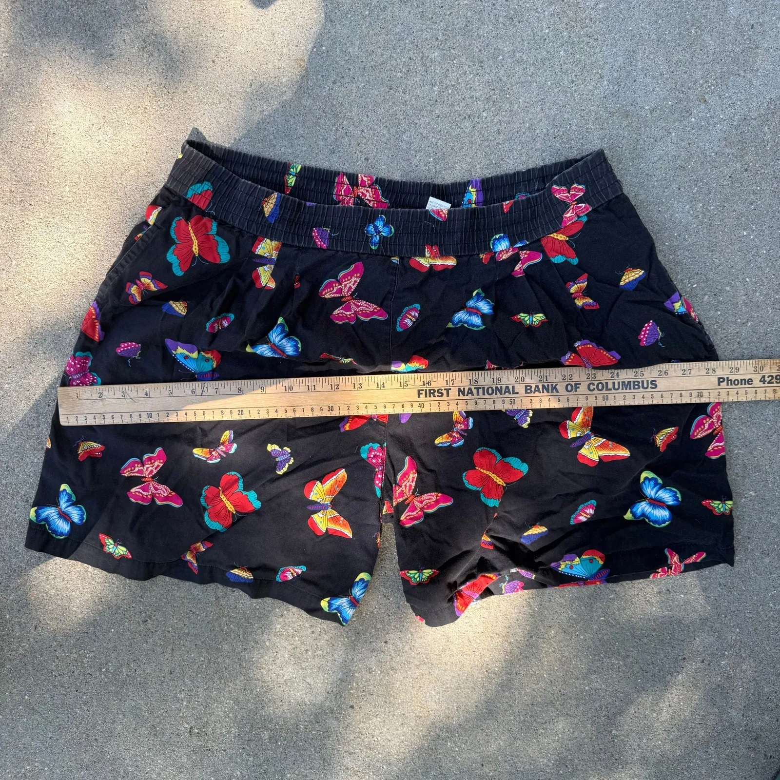 VTG Bechamel Butterfly All Over Print Button Up Blouse and Shorts Set Cotton 1X Black - Image 9