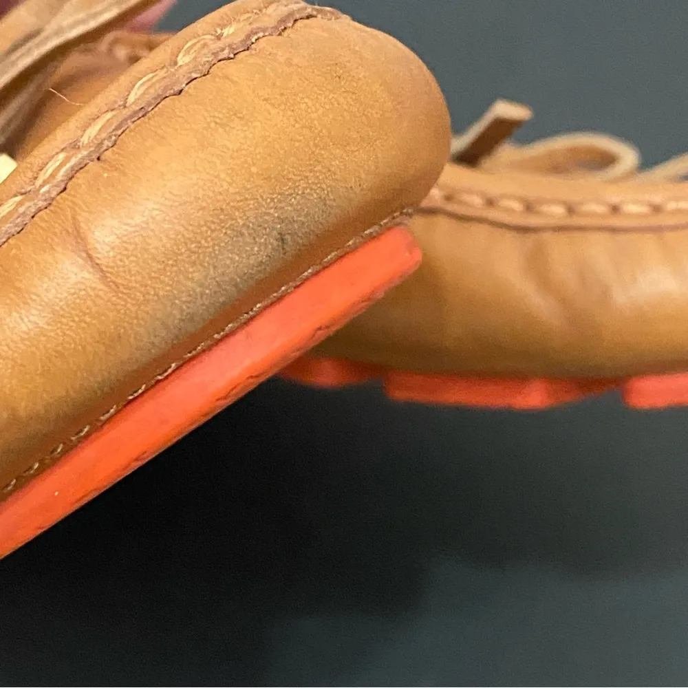 TORY BURCH Ashby Royal Tan Leather Loafers Driving Shoes Size 7 - Image 13