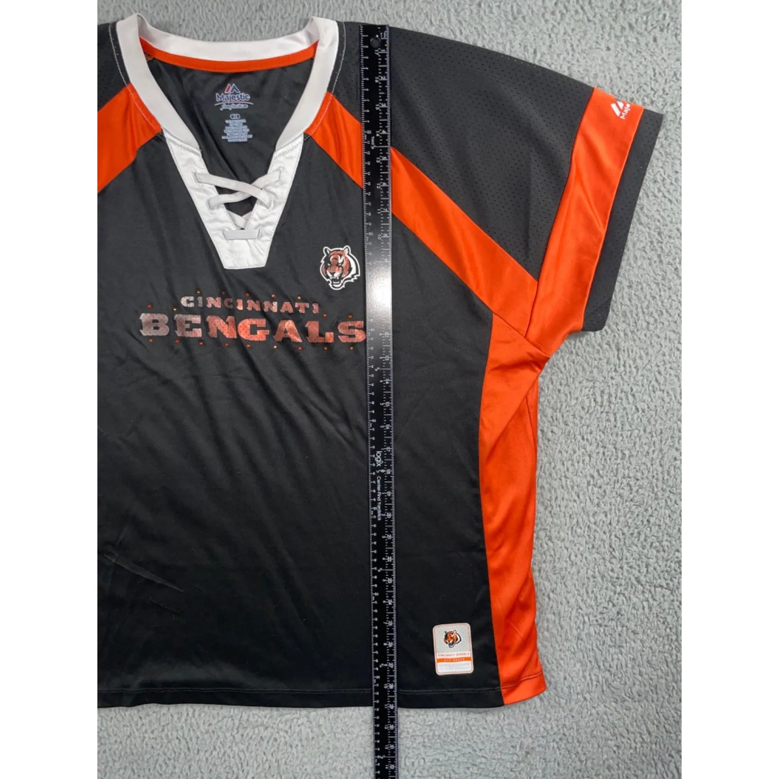 Majestic NFL Cincinnati Bengals Draft Me‎ V Neck Shirt Women 2X Short Sleeve - Image 4