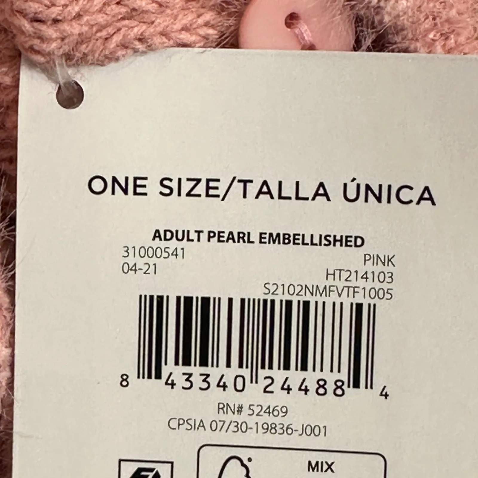 Holiday Time Knit Hat Gloves Set Womens OS Pink Pearl Fur Pom Pom Coquette - Image 4