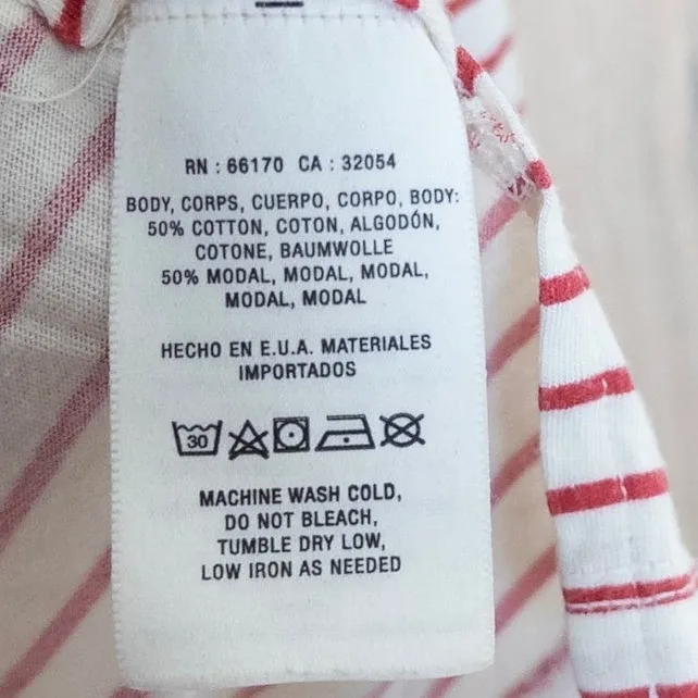 Anthropologie t.la Striped Henley Long Sleeve Shirt Size XS Red White Parisian - Image 5