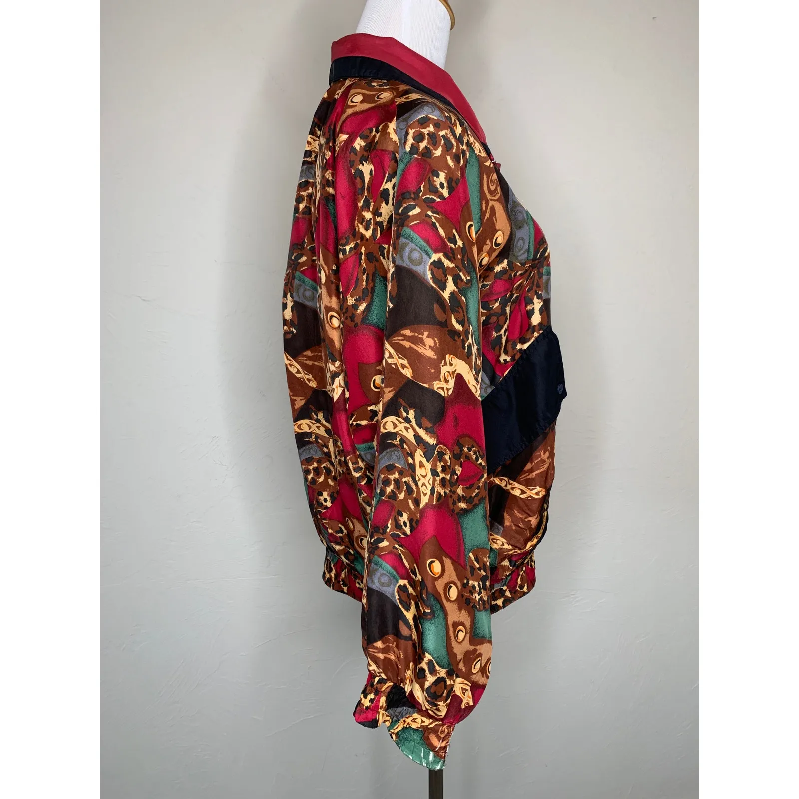 Vintage Silk Track Jacket Y2k 90s Boho Indie Sleaze Sz Small Streetwear Red - Image 4