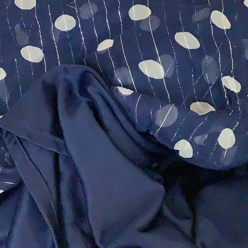 Mile Gabrielle Size 2X Navy Polka Dot Sheer Dress With Lining. Preloved Blue - Image 6