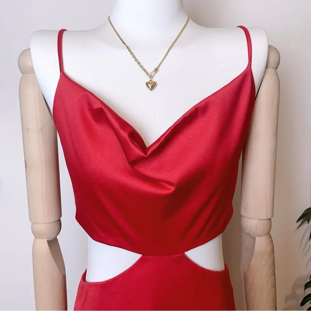 Elliatt Draped Collar Celebrate Cut out  Dress Scarlet Red - Image 2