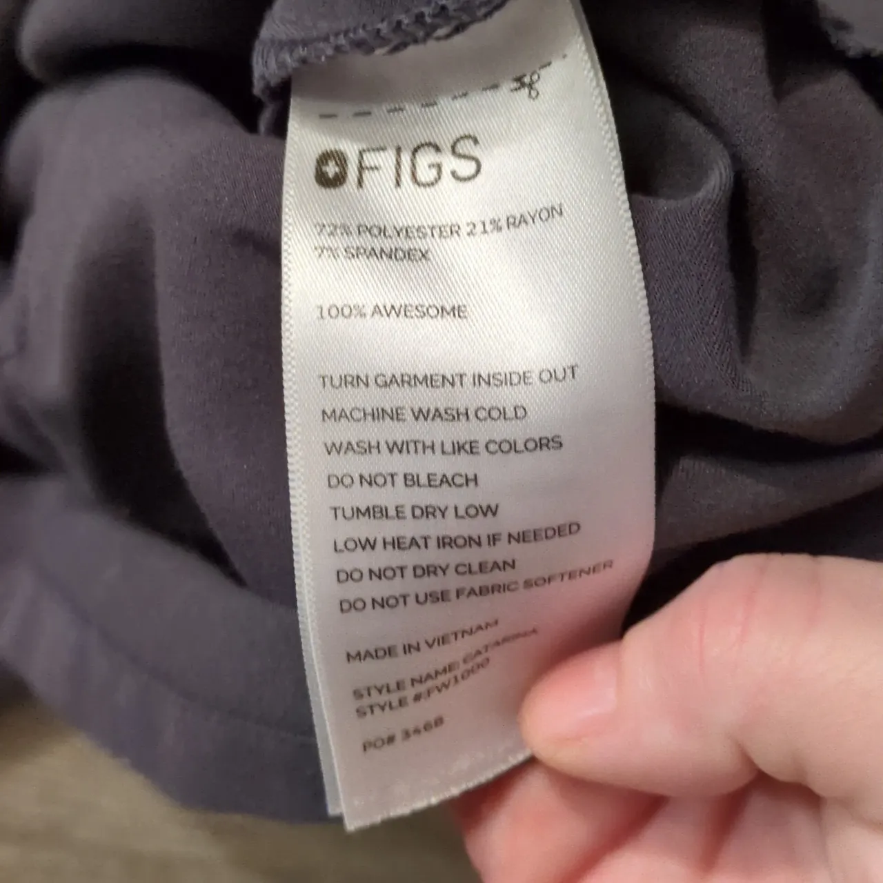 FIGS  Dark Gray Scrub Top Size Large - Image 4