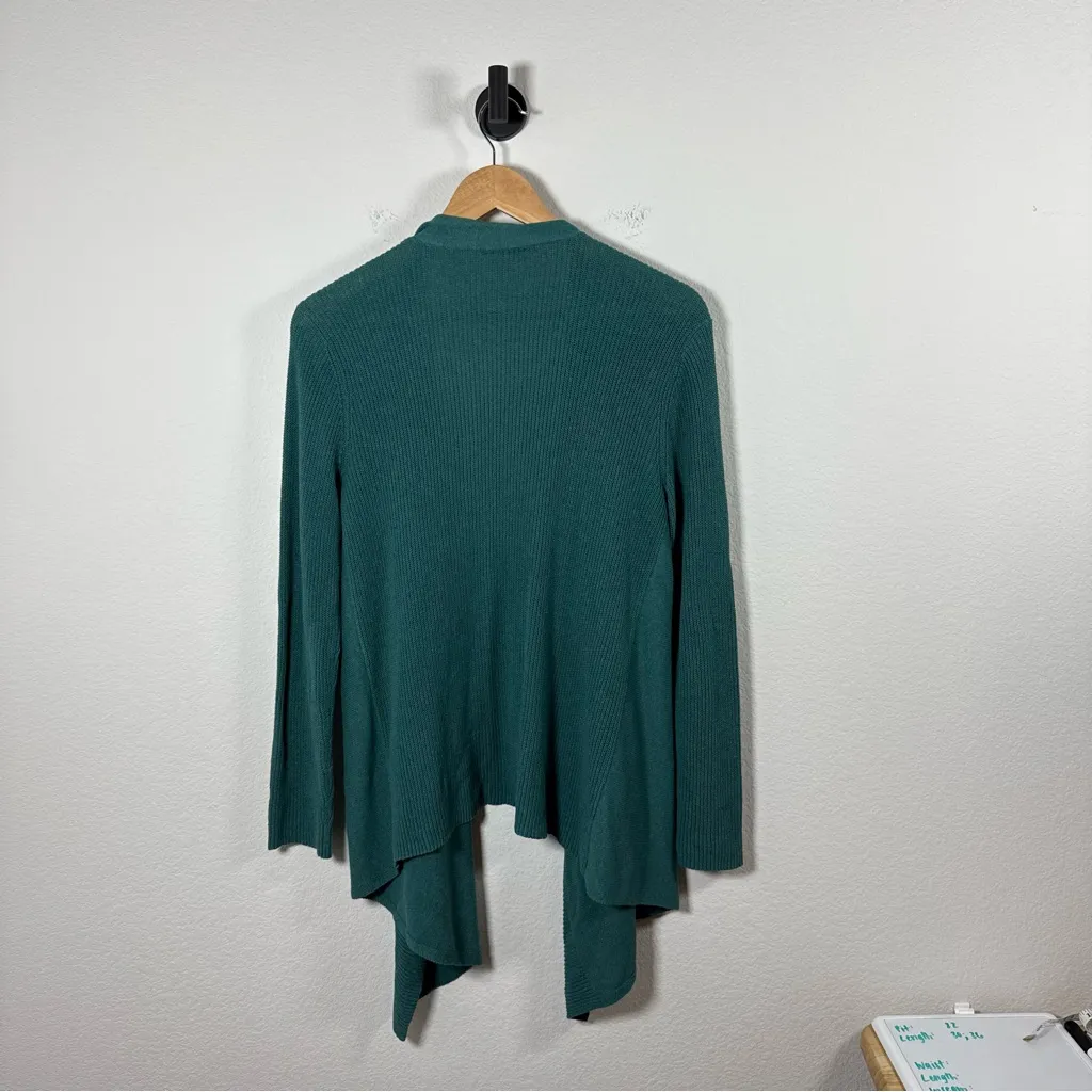 Eileen Fisher Women’s Woven Silk Blend Waterfall Cardigan in Teal Size M - Image 9