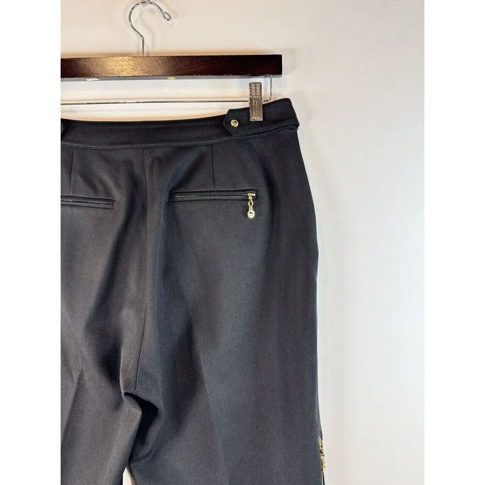 St John Sport Dress Pants Black High Waist Trouser Relaxed Fit Designer Size 10 - Image 9