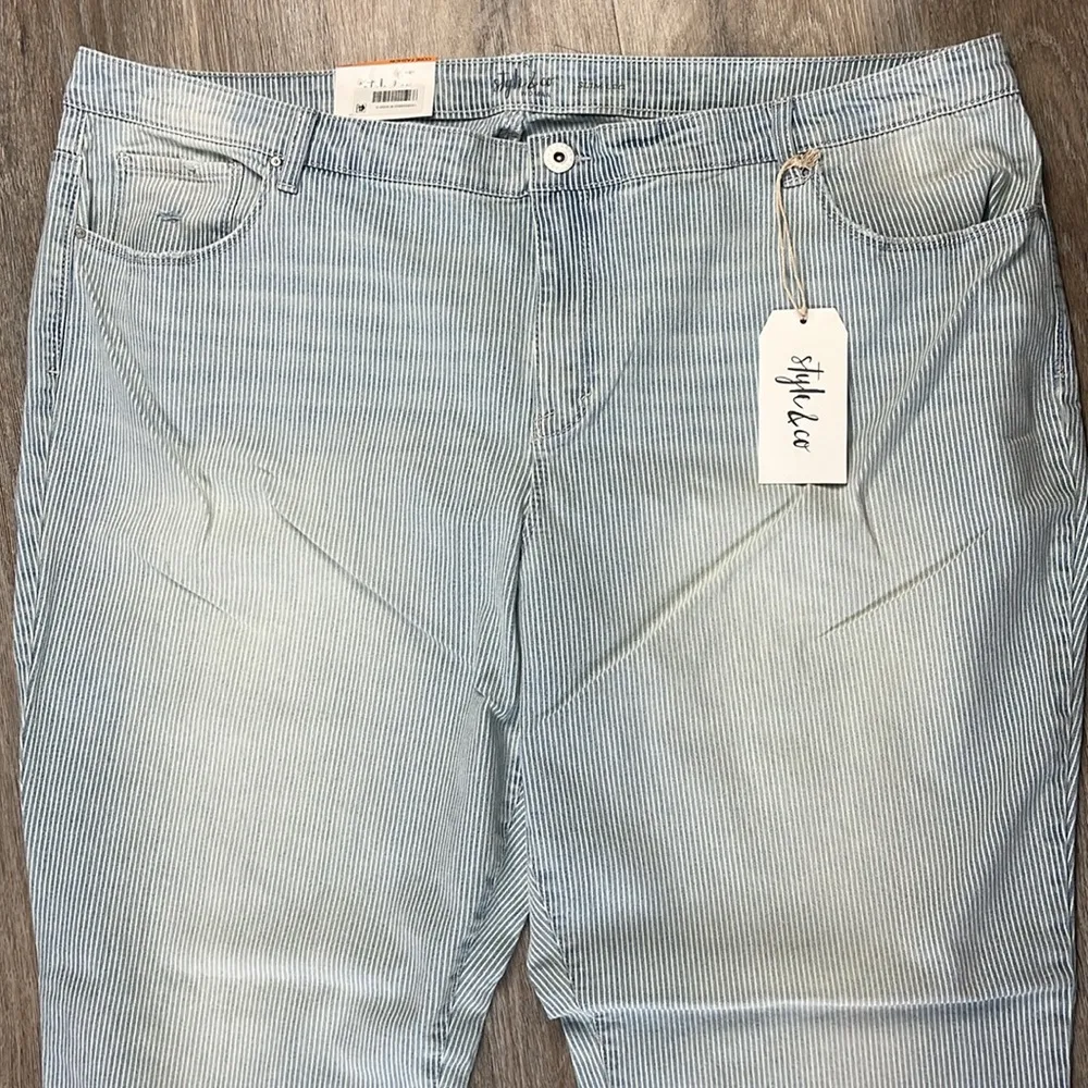 Slim Leg Striped Jeans Size 24W - Image 3