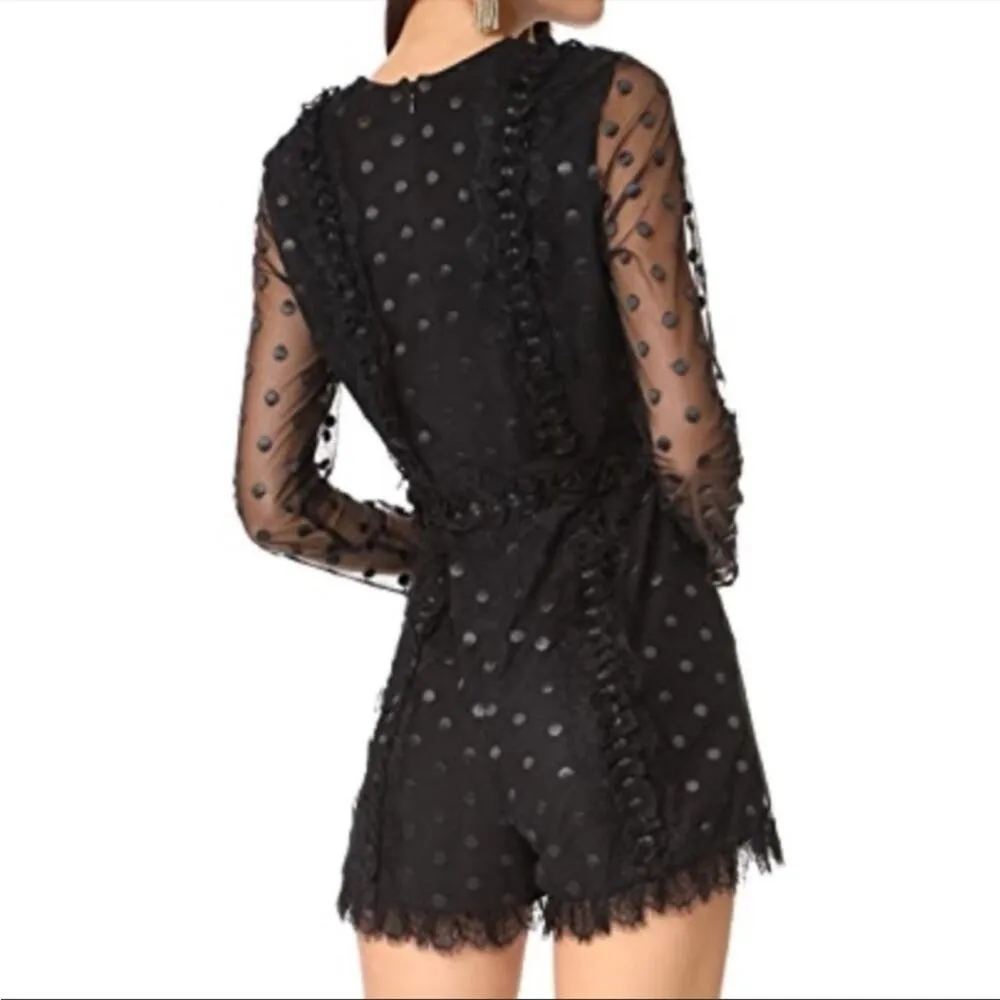 Alexis Samira polka dot ruffle romper black sz L - Image 2