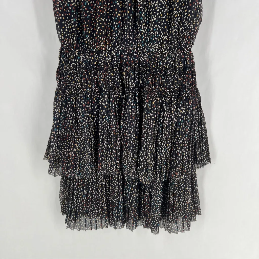RESET Jenna Dress‎ Multicolor Polka Dot Smocked Waist Ruffle Sleeve Dress Size M Black Size M - Image 12
