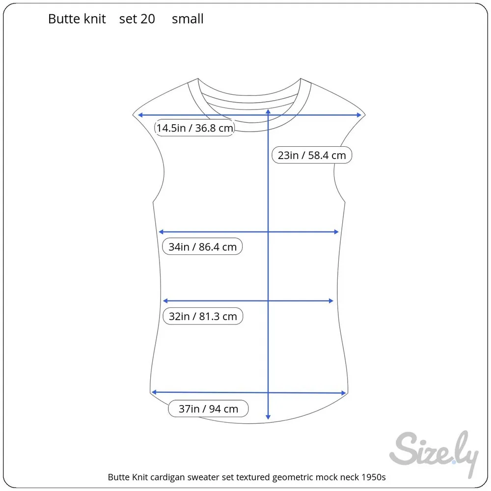 Butte Knit cardigan sweater set textured geometric mock neck 1950s Blue - Image 4