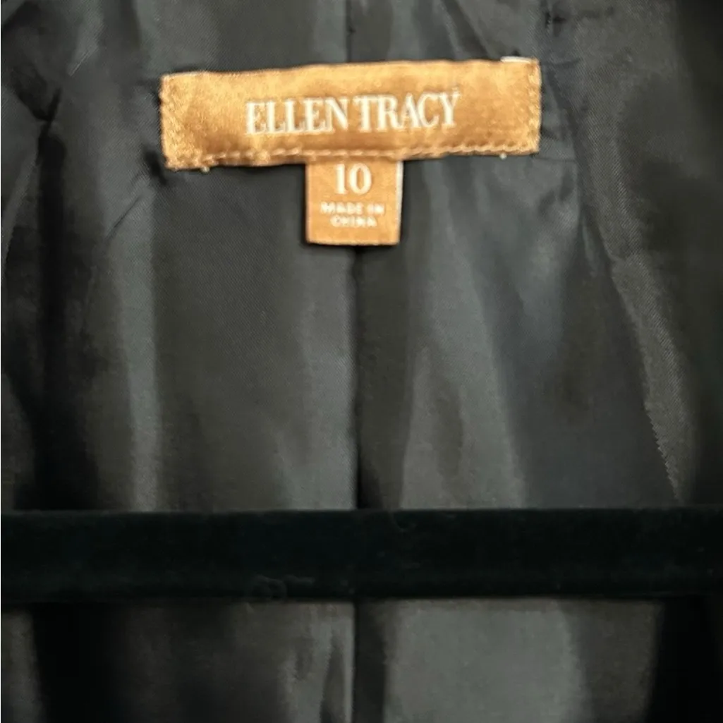 Ellen Tracy Womens Black Ribbon Notch Single Closure Blazer Pockets Business 10 - Image 4