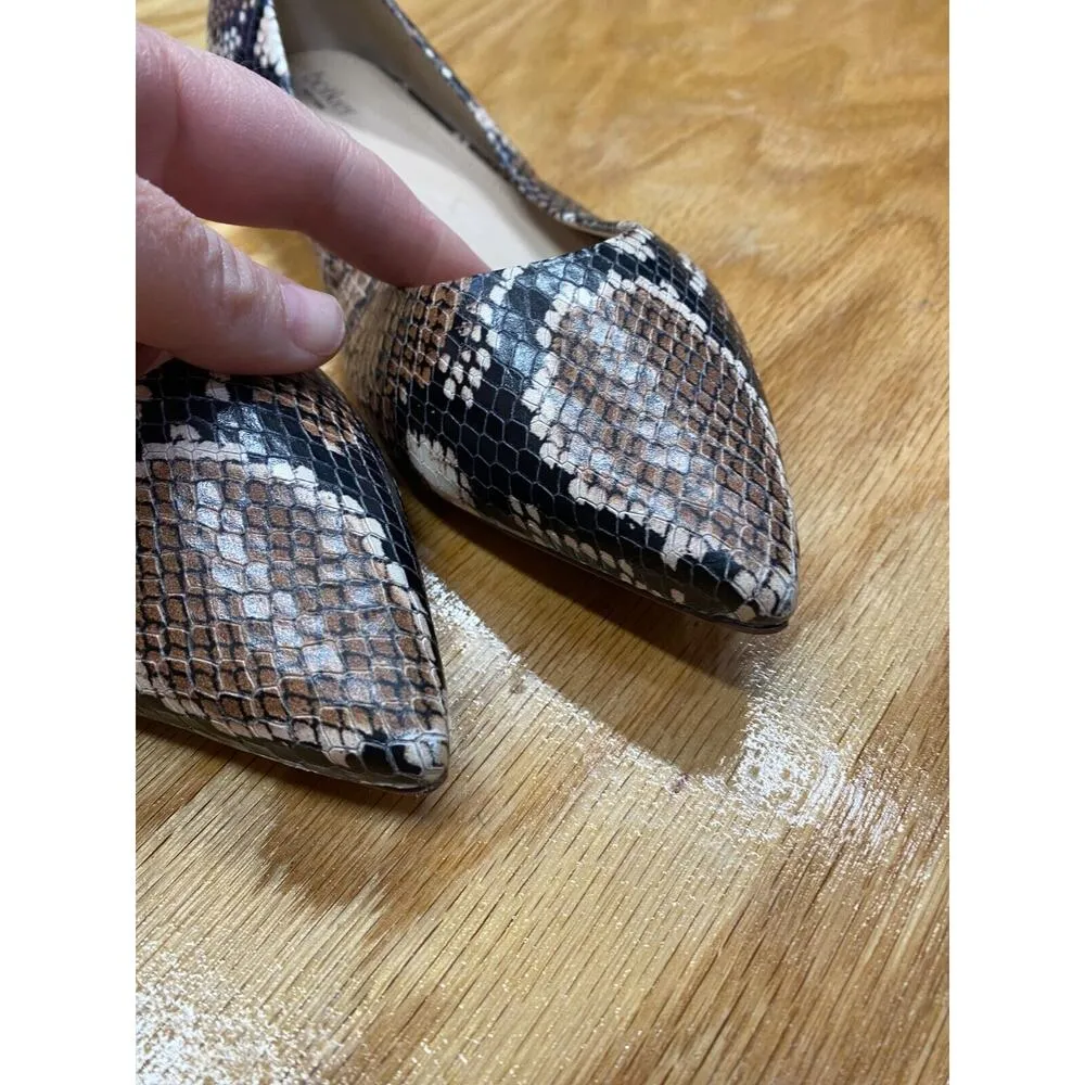 Botkier Women's Brown Snake Embossed Leather Pointed Toe Ballet Flat Size 7 S2 - Image 3