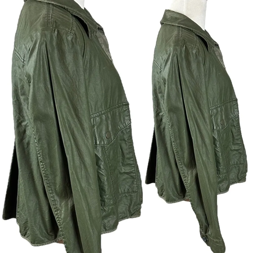 Anthropologie Hei Hei Coated / Waxed Army Green 
Military Utility Swing Jacket S - Image 9