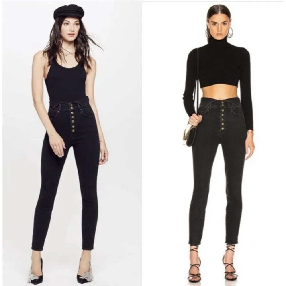 Mother Swooner Exposed Snap Jeans Wrong Side of the Tracks Black Denim Size 24 - Image 13