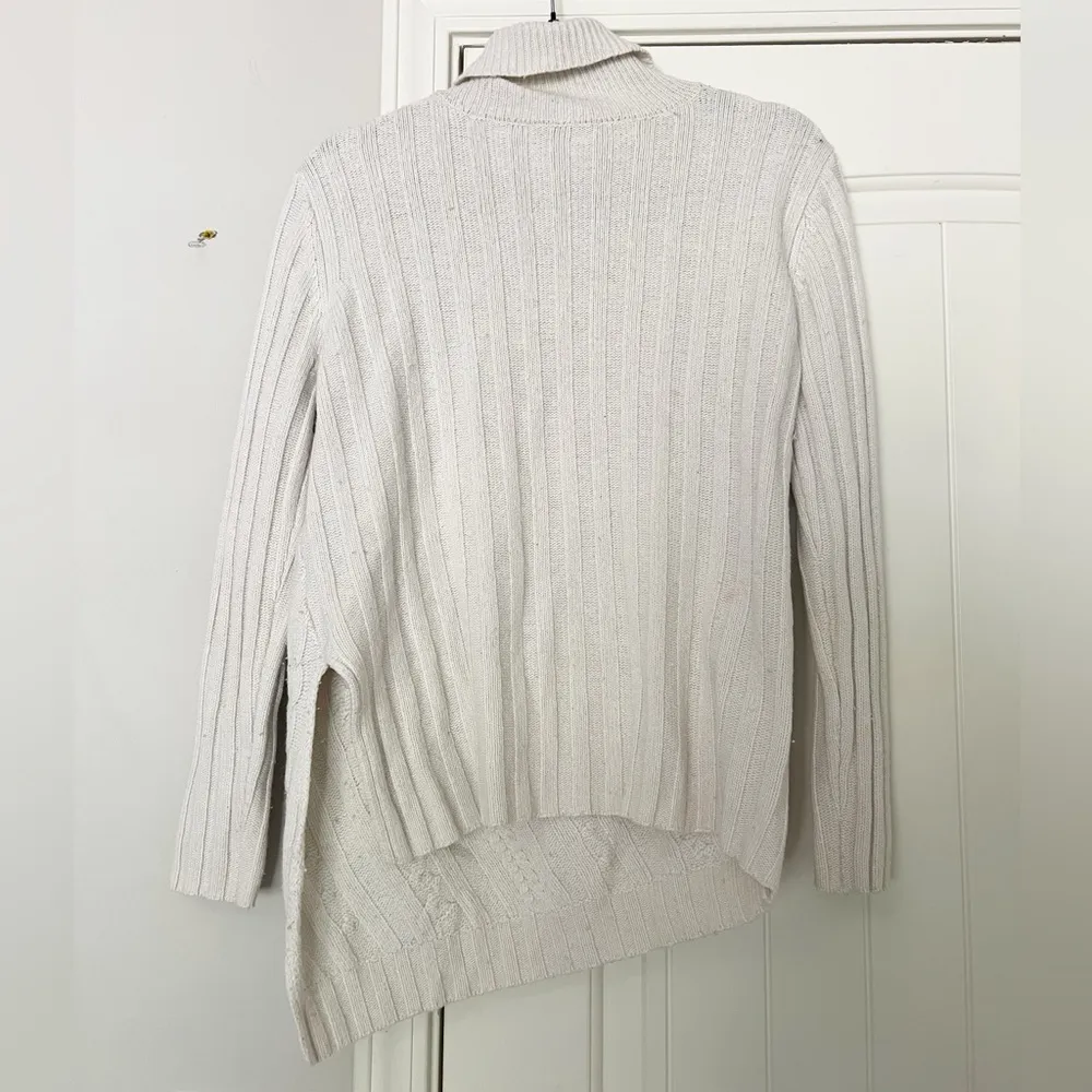 Milly  Asymmetrical Cable Knit Turtleneck Sweater - Image 7
