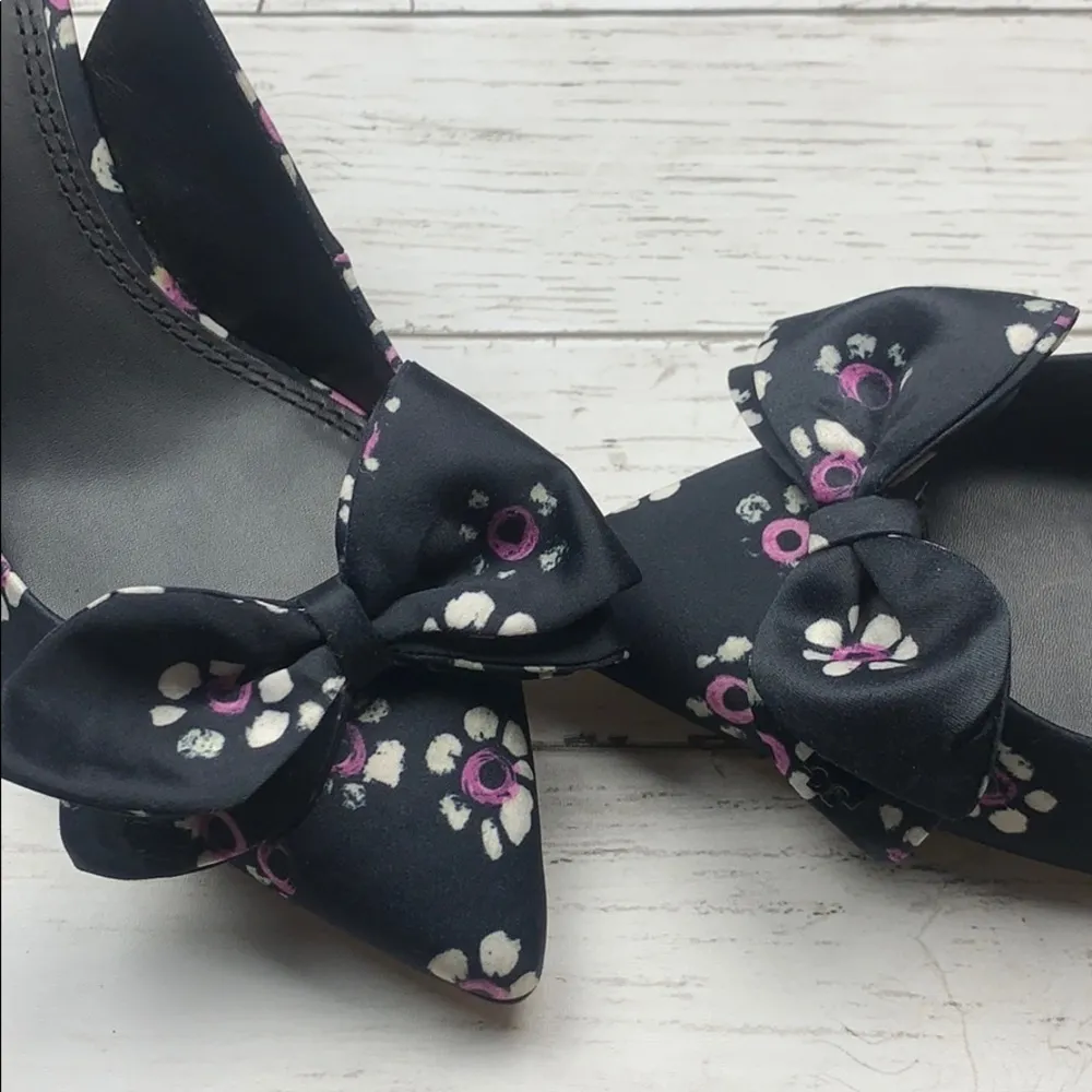 Tory Burch Rosalind Bow Pumps SlingBack Heels 7 1/2 Floral Career Classic - Image 10