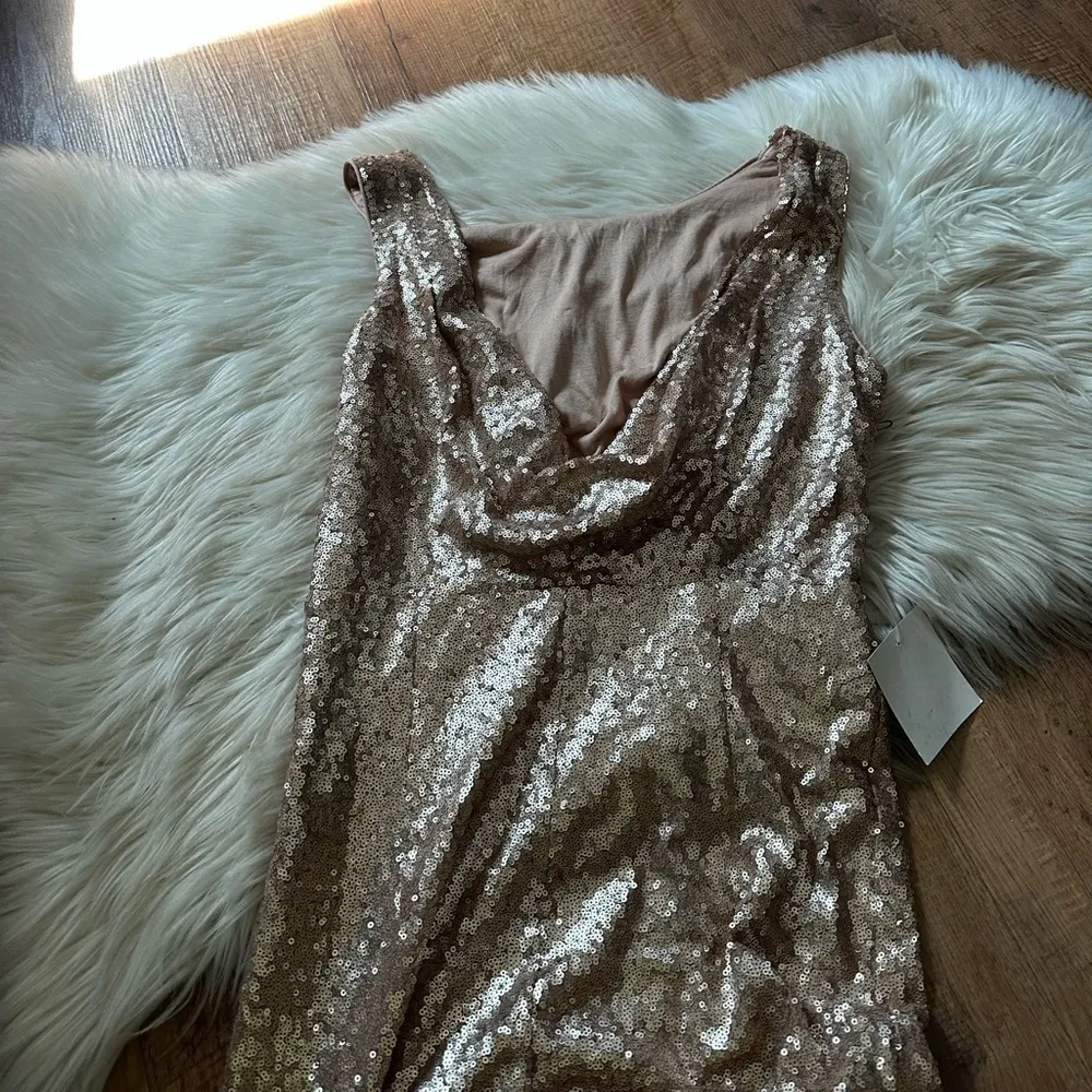 LULU’S Shine Time Rose Gold Sequin Dress - Image 4