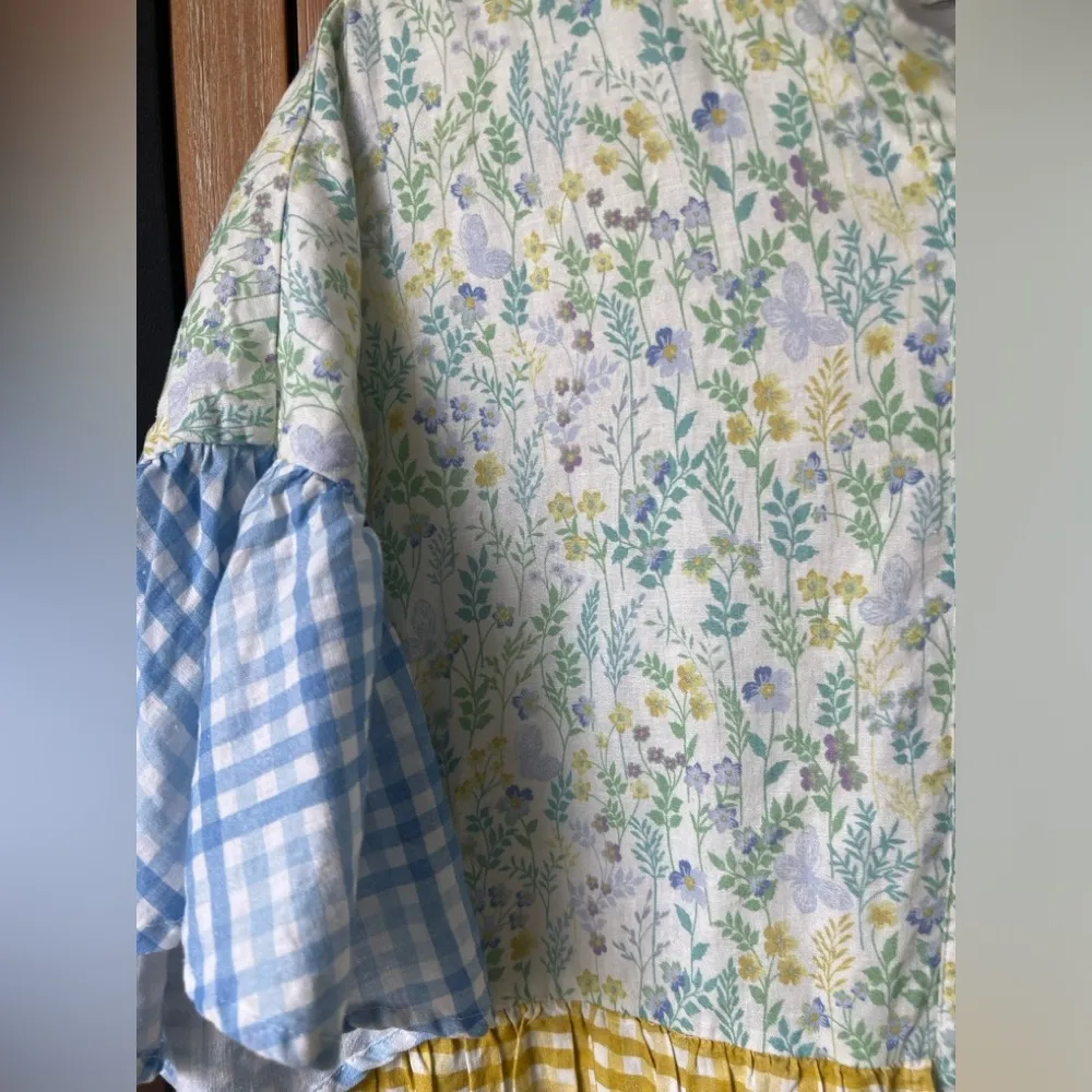 Aura tshirt dress patchwork button down floral print pastel gingham short sleeve - Image 8