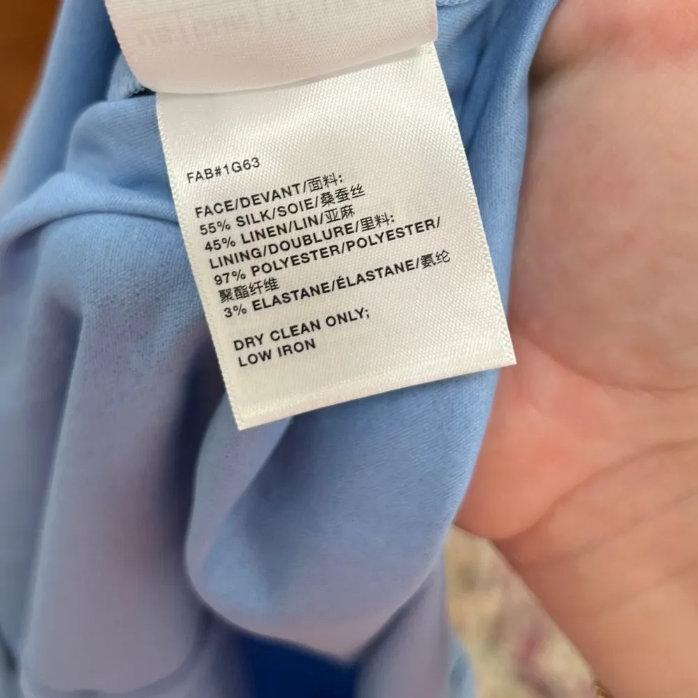 Lafayette 148 Womens Blue Strapless Dress 4 A Line Midi Silk Linen Event Pleated - Image 5