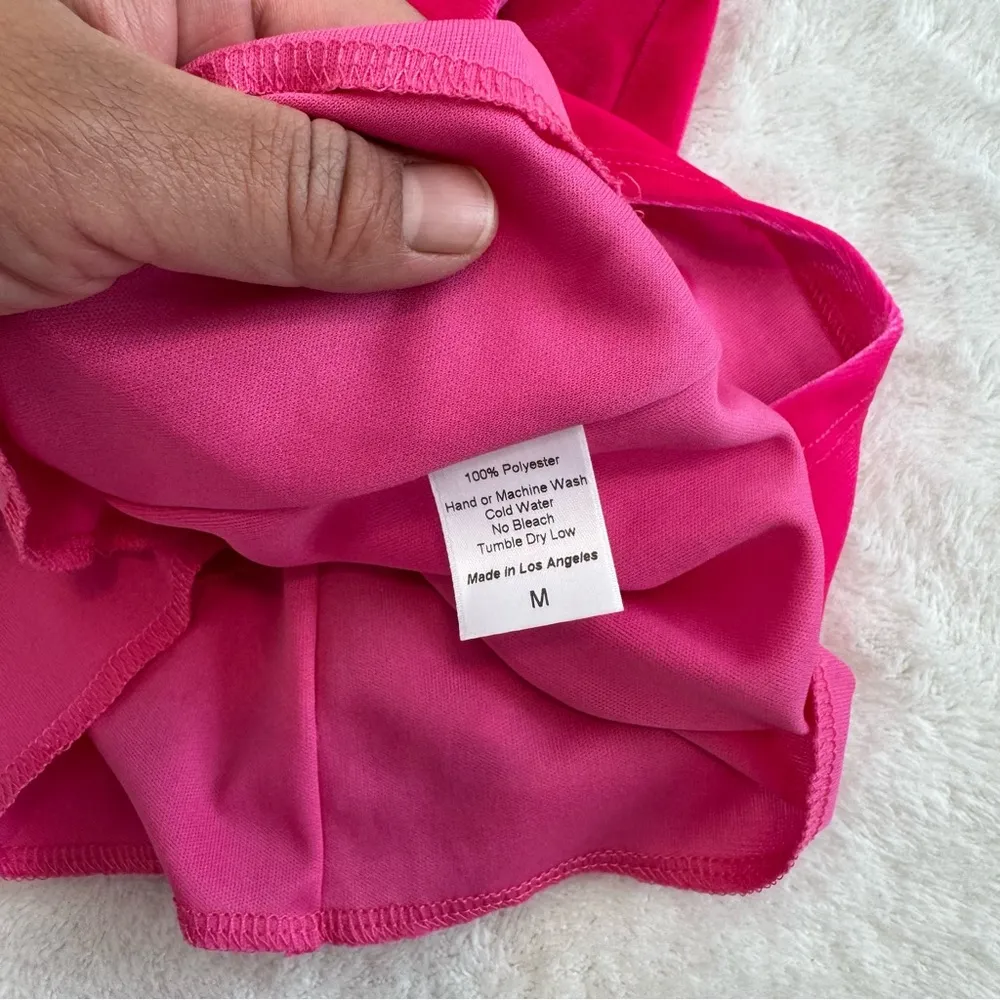 Lucy In the sky One Shoulder Velvet Dress in Hot Pink size M - Image 8