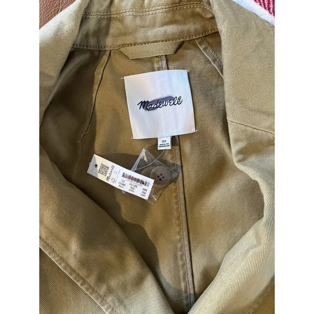 NWT Madewell Crossover Blazer In Regenerative Chino Dark Khaki Women’s Size XS - Image 7