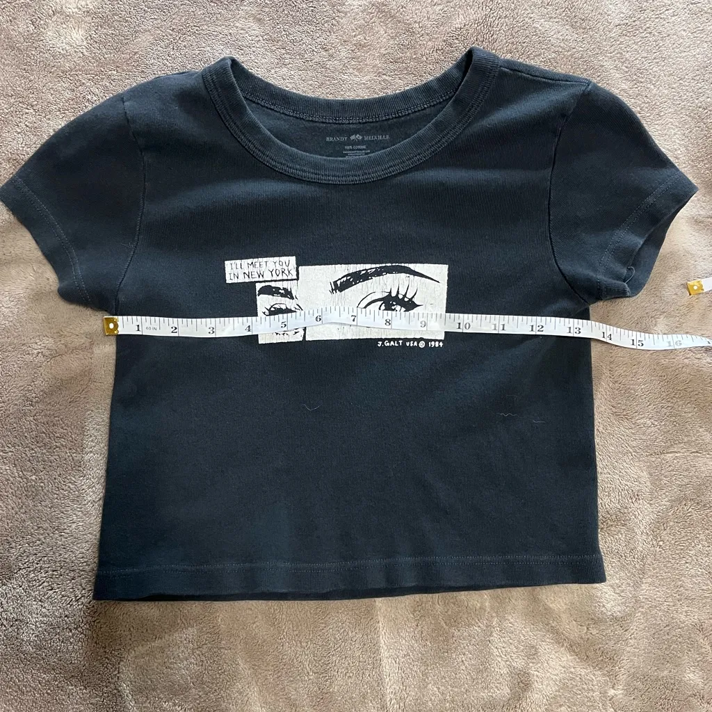 BRANDY MELVILLE Crop Top Graphic Tee Women’s One Size T-Shirt EUC - Image 5
