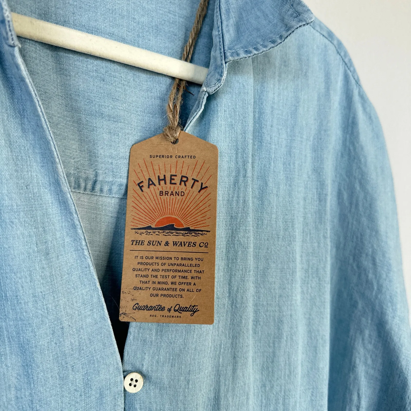 FAHERTY Tried & True Chambray Oakley Dress Arctic Sea Wash Size Large NWT New - Image 7