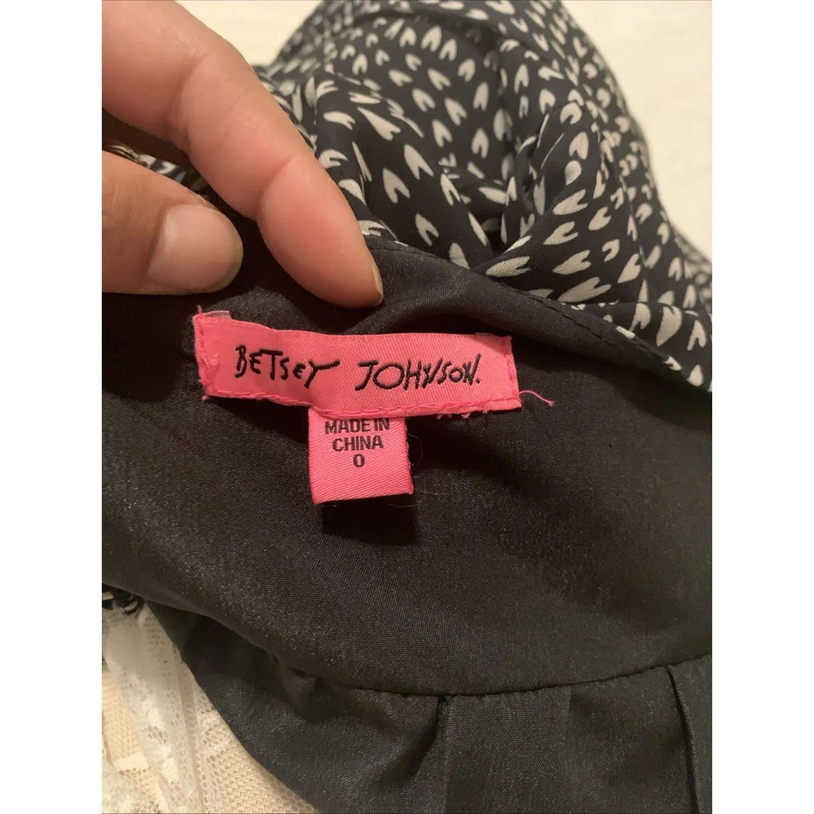 Betsey Johnson Dress 0 Black Heart Print Chiffon Mini Ruffle Party Coquette Glam - Image 4